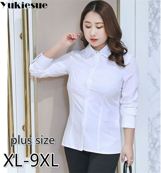 fashion woman blouses White Blouse for Women Office Shirts Casual Long Sleeve womens tops Blouses Femme Blusa Plus size 9XL 210412