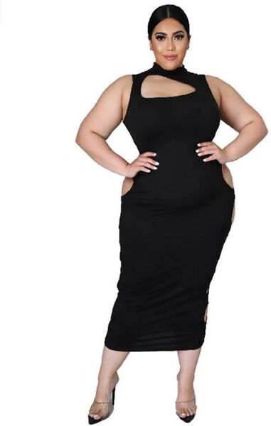 Plus Size Dresses Women Dress Xl-4xl Fashion Sleeveless Cutout Elegant Party Sexy Club Clothing Black Casual Wholesale Direct SalePlus