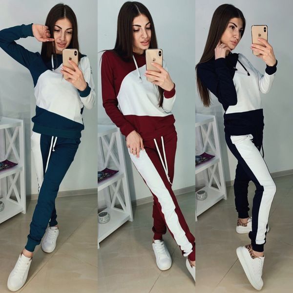 Women Sport Suits Printed Fall Tracksuits Long-sleeve Casual Sportwear Costumes 2 Piece clothing set Hoodies Sweatshirt