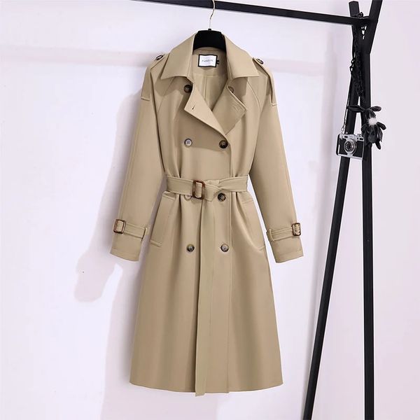 Women Coats and Jackets Autumn Mid Length Trench Coat Korean Fashion Spring Clothes Women Belt Women Coat Trench Coat for Women 240106