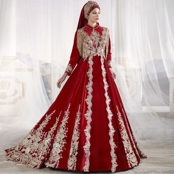 Saudi Arabric Evening Dresses 2024 Beading Lace Appliques Muslim Evening Gown A Line Long Sleeve Kafan Formal Dress