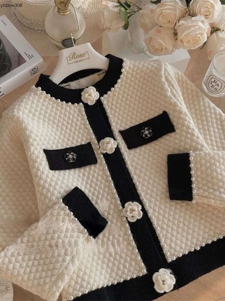 Sweater Women Long Sleeve Knit Tops Winter Pull Femme Beading 3D Floral Clothes Fashion Elegant Cropped Cardigan 2023