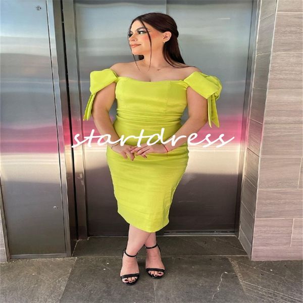 Knee Length Short Prom Dresses 2024 Sexy Off Shoulders Knotbow Straps Elegant Short Evening Dress Women Cocktail Formal Party Homecoming Vestios De Gala Robe Soiree