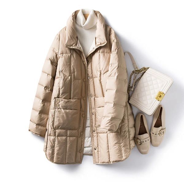 Coats Winter seamless embossed Jackets Women Ultra Light 90% White Duck Down Short Parka Warm Coat Loose Snow Ladies Outwear