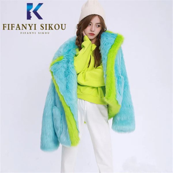 Fur Faux Fox Fur Coat Women High quality Luxury Fashion Fur Coat 2020 Winter Thick Warm Overcoat Female Loose Fur Jacket Plush Coats