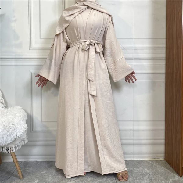 Dresses Women Open Abaya Kaftan Dubai Turkey 2 Piece Muslim&#039;s Set Islam Robe African Dress Kimono Morocco Clothing Caftan Fashion