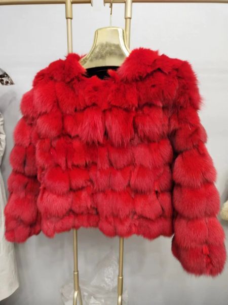 Fur 100% Natural Fur Jacket Real Fox Fur Coat Winter Jacket Women Luxury Fashion 55cm Short Jacket Fashion Streetwear Hot Sale 2023