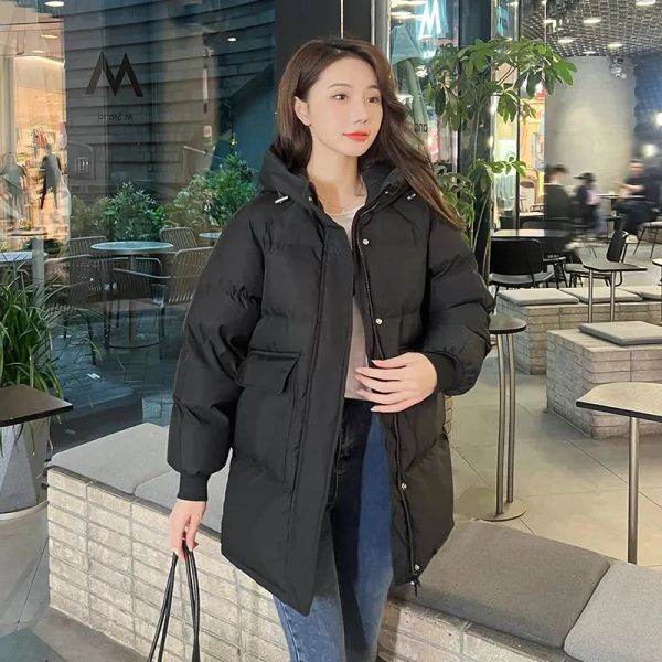 Parkas 2023 New Women Winter Jacket Down Cotton Padded Jacket Hooded Parkas Long Coat Thick Warm Loose Parka Fashion Female Outwear