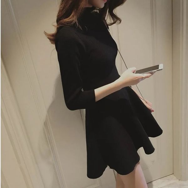 Dress Women Long Sleeve Sweater Dress Women&#039;s Irregular Hem Casual Autumn Winter Dress Women Oneck A Line Short Mini Knitted Dresses