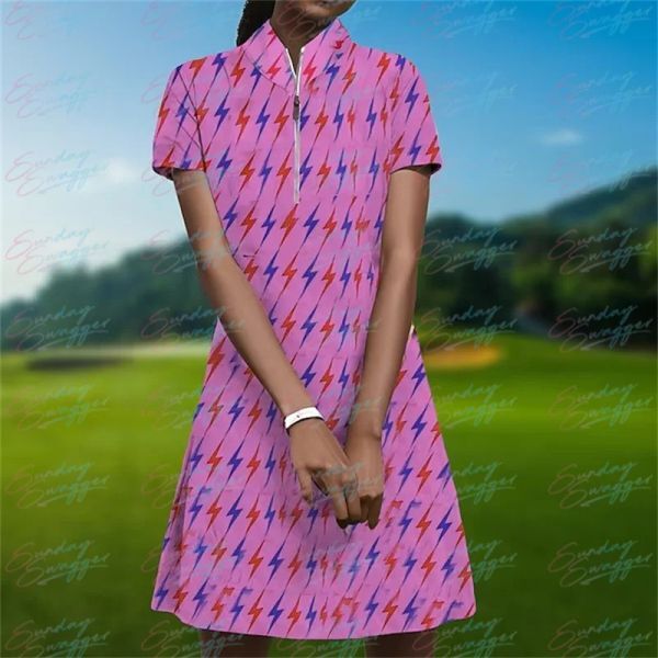 Dresses Summer Women&#039;s New Printed Golf Dress Fitness Sports Comfortable Short Sleeve Dress Casual Outdoor Sports Short Dress