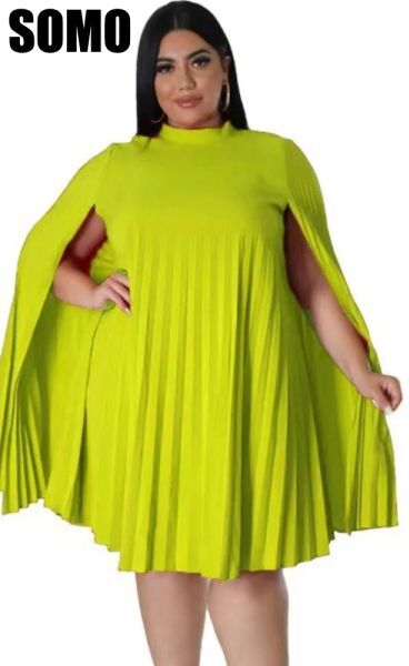 Dresses SOMO Plus Size Chic Elegant Woman Dress Women Ruffles Loose Short Daring Summer Pleated Chiffon Dress Wholesale Dropshipping