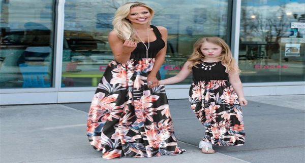 Family Matching Maxi Tank Dress Summer Mom And Me Daughter Patchwork Floral Long Dresses For Women Mother Baby Girl Clothes 2207122569643