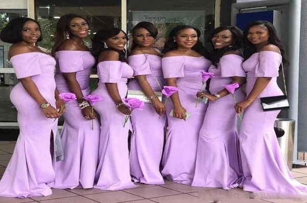 Lavender South African Mermaid Bridesmaid Dresses Long Short Sleeves Mermaid Bridesmaid Gowns Off The Shoulder Women Formal Evenin1707708