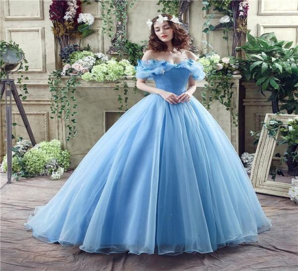 Sky blue Quinceanera Dresses ball gown princess dress floor length off the shoulder with 3d butterfly sweet 16 sixteen prom Dress1701869