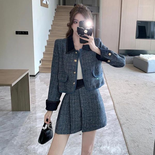 Casual Dresses E Streetwearmaxi Es For Women Rsvppap Officials Store W4M French Style Blue Small Fragrance Suit Autumn Tweed Top Exqu Dress