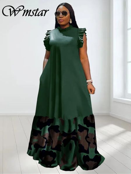 Wmstar Plus Size Dresses for Women Party Summer Clothes Patchwork Elegant Full Length Fashion Maxi Dress Wholesale Drop 240202