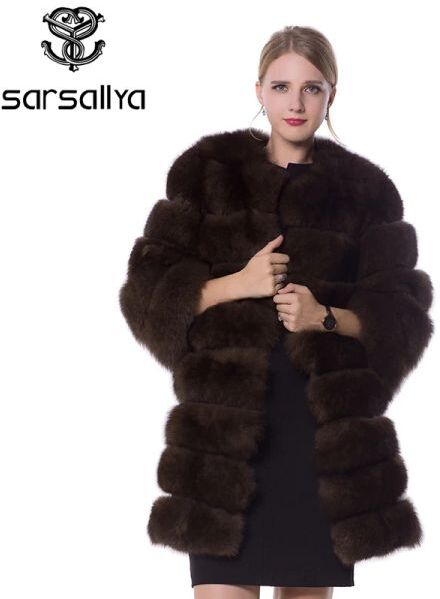 Fur Women Fur Coat Winter Real Fox Fur Coat Ladies Detachable Sleeves Vest Blue Fox Female Jackets Coats Plus Size Clothes 2019 New