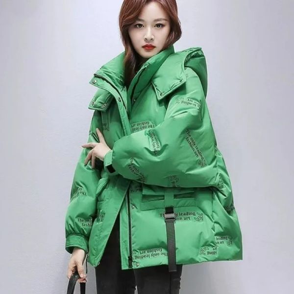 Coats 2023 New Women Down Jacket Winter Coat Female Warm Thickened Parkas Loose Short Code Outwear Fashion Hooded Large Size Overcoat