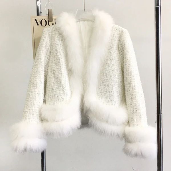 Fur 2022 Winter Fox Fur Coats For Women Thick Warm Woolen Jacket Lady Fabric Full Sleeve Female Clothing S5101