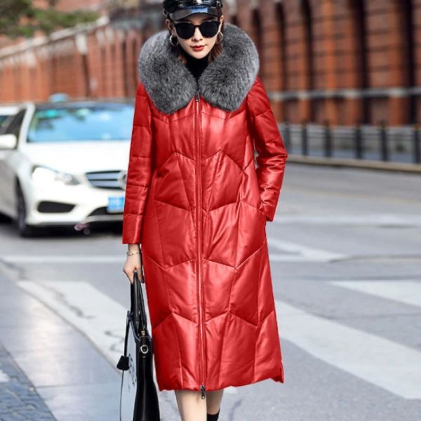 Coats 2023 New Women Down Jacket Winter coat Female Mid length version leather coat Loose hooded Parkas thick warm outwear