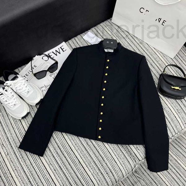 Women&#039;s Jackets Designer High end womens clothing, small suit, women coat, autumn new black standing collar, fashionable foreign style IRHN