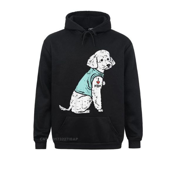Men&#039;s Hoodies & Sweatshirts Womens Poodle I Love Mom Tattoo Cute Pet Dog Owner Lover Women Hoodie Young Chinese England Clothes