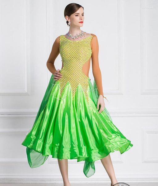 Stage Wear Ballroom Dress Woman Dresses Dance Green Customize Competition Lycra B-18283