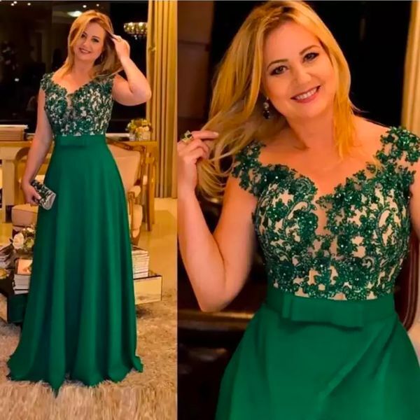 Mother Of the Bride Dress Formal Mother&#039;s Dresses New Custom Plus Size Zipper A Line O-Neck Elastic Satin Applique Beaded Lace Up Floor-Length Prom Party Gown