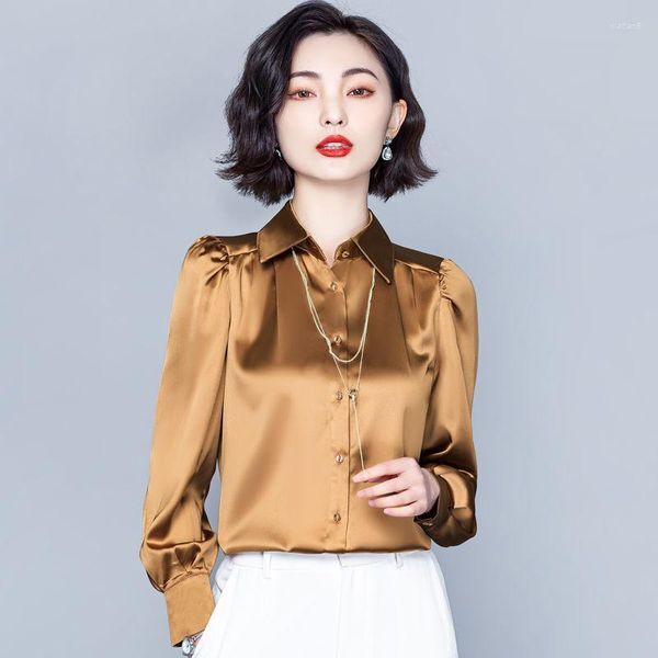 Women&#039;s Blouses Woman Solid Shirts Long-sleeved Tops Women&#39;s 2023 Spring And Autumn Temperament Design Niche Blouse