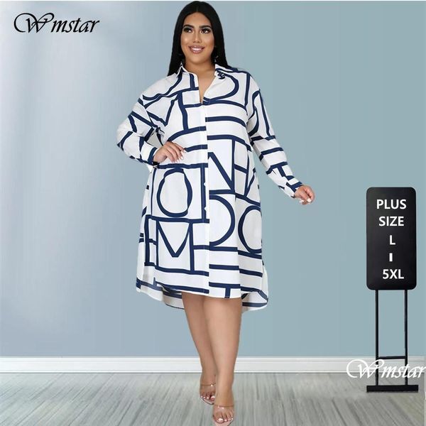 Dresses Plus Size Dresses Women Wholesale Buttons Casual Long Sleeve Loose Office Lady Fashion New Shirt Midi Dress Dropshipping