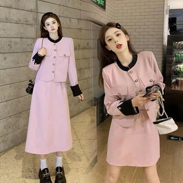 Two Piece Dress Plus Size Women Suit Skirt Set Spring And Autumn High-end Sense Chubby Girl Slimming Short Jacket Top Two-piece