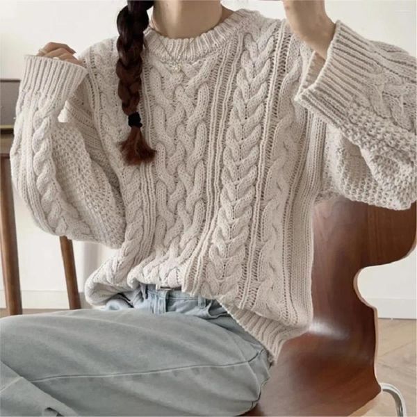 Women&#039;s Sweaters 2023 Bazaleas Store Crew Knitwear Loose Jumper Causal Tops Collar Knitted Twist Sweater Pullover Official Clothing