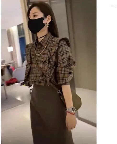 Casual Dresses Q-W Adies Japanese Streetwearrsvppap Officials Store Autumn Classic Style Sweet Business Shirt Skirt Lightly Mature Women