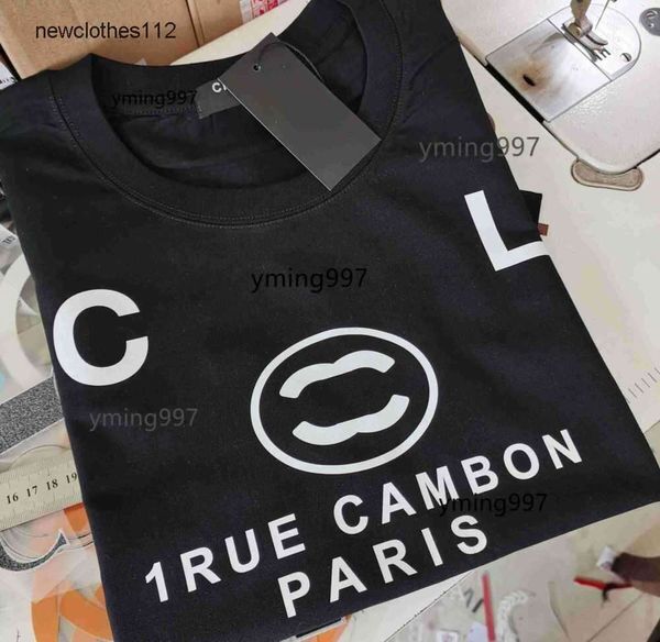 Couple channels Fashion Letter C Trendy T-shirt Version France CHANELS Neck Print Womens Advanced Clothing cc Short Graphic Cotton Round chan P4CL