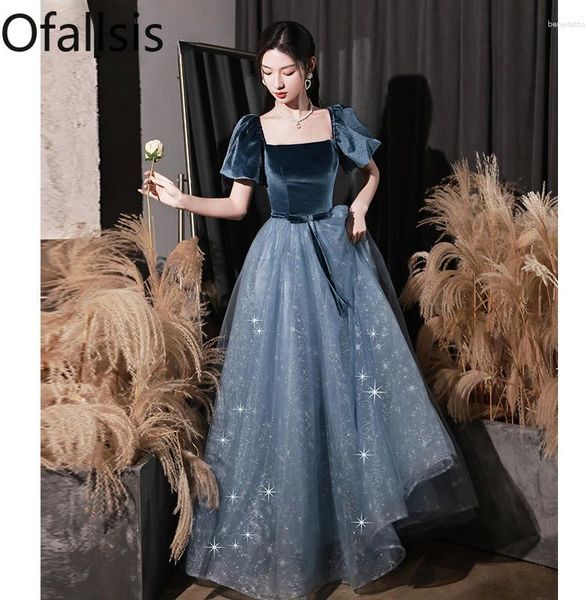 Party Dresses Ofallsis French Square Neck Evening Dress Women&#039;s Banquet Temperament Long Host Light Luxury High End Celebrity Wedding