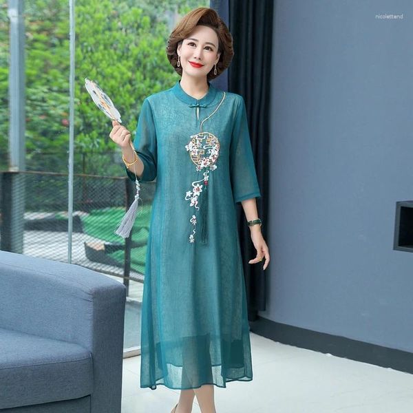 Party Dresses Chinese Dress Oriental Embroidery Wedding Women Long Chiffon Cheongsam Evening Elegant Qipao Vestidos