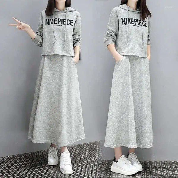 Work Dresses Woman Skirt Suit Superior Quality Spring/summer Hooded Drawstring Long Sleeve Letters Ladies Suits Drop WBX6018