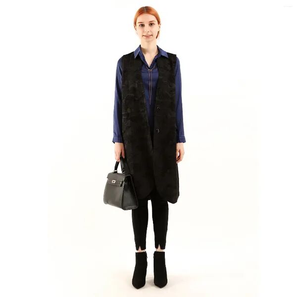 Women&#039;s Trench Coats Slim-fit Mid-length Jacquard High-end Commuter Fashion Vest Sleeveless Coat