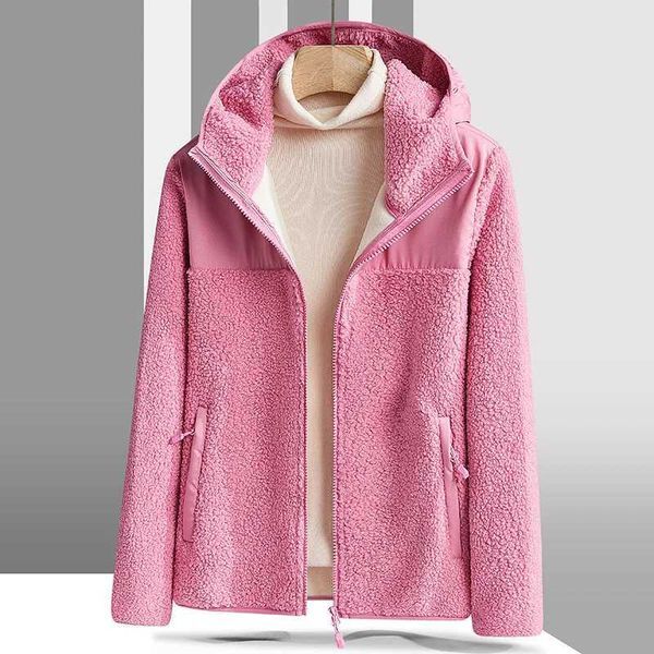 Women&#039;s Down Parkas New Loose Fashion Versatile Warm Lamb Fleece Hooded Cardigan Coat Women&#039;S Autumn Winter Plush Thickened Outdoor Sports Jacket J231227