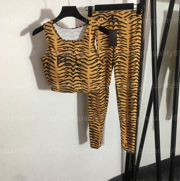 Joggers Women Sportswear Designer Tracksuit Women Two Piece Sexy Tiger Stripe Letter Print Tank Top Stretchy Skinny Bottoms Vest Sweatpants Tracksuits 55