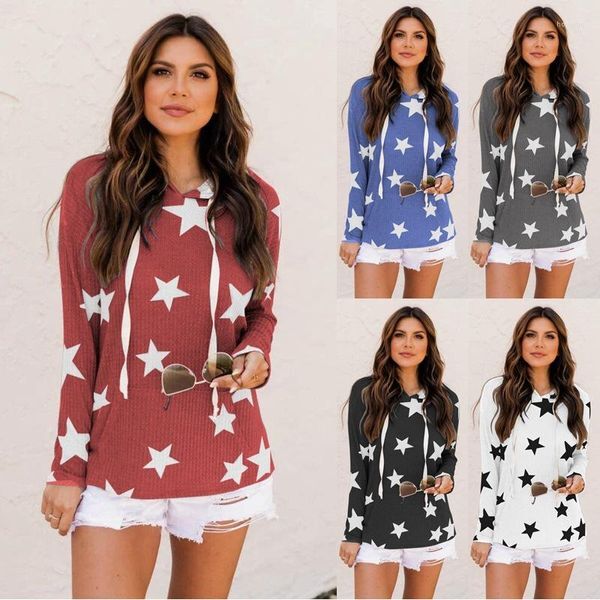 Gym Clothing Stars Print Sweatshirts Women Long Sleeve Top Autumn O-neck Sweatshirt Casual Female Loose Hoodies Pullover