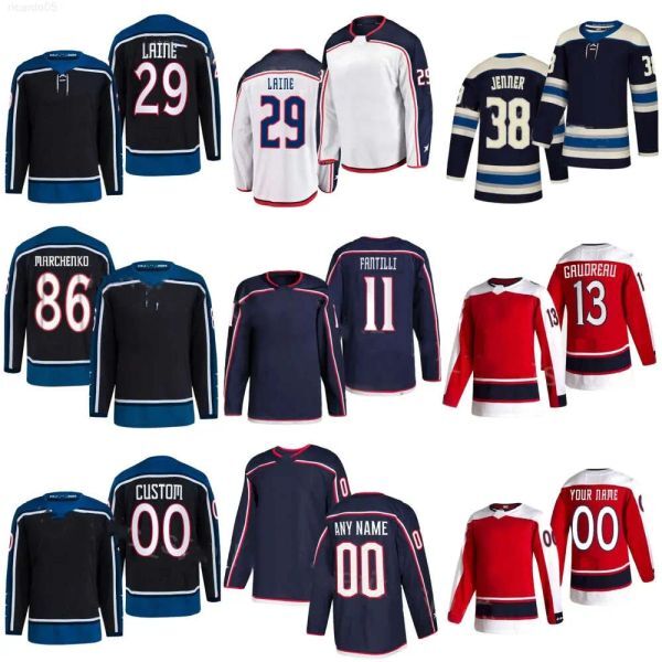 Hockey Jersey Columbus Boone Jenner Blue Ivan Provorov Justin Danforth Adam Fantilli Zach Werenski Johnny Gaudreau Jake Bean Jackets Jack Roslovic