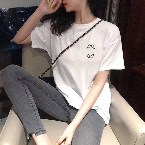 Women&#039;s T-Shirt Slim Fit Cotton Summer New Print Letter Pullover Short Sleeve Gym Crew Neck Crop Tops Black White Tees 23ss