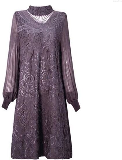 Casual Dresses Trendy Ladies Long 2023 Spring Autumn Lace Mesh Womens Dress Loose Vintage Sleeve Femme Vestido Woman Clothes