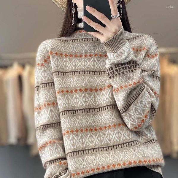 Women&#039;s Sweaters Winter Woman&#039;s Casual Coats Female Pullover Long Sleeve Turtleneck Loose Jumper Wool Knitted Tops Clothes Blouse