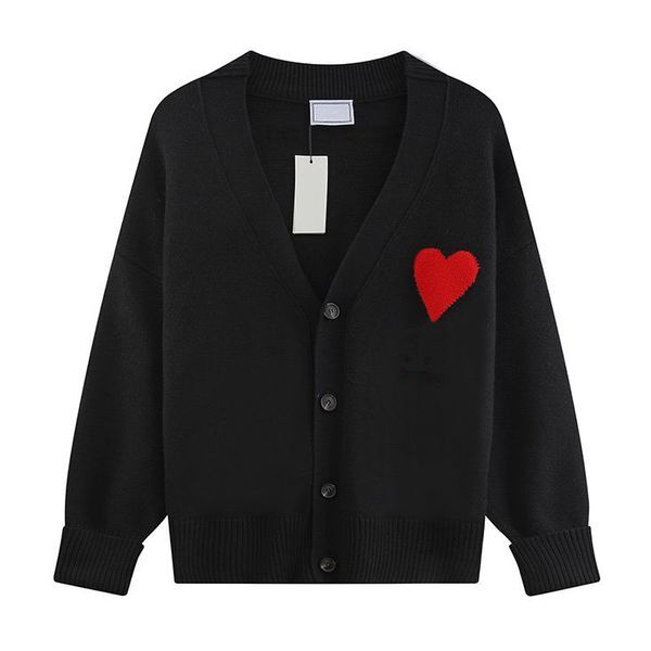 new sweater love heart A man woman lovers couple cardigan knit v round neck high collar womens fashion letter white black long sleeve clothing pullover