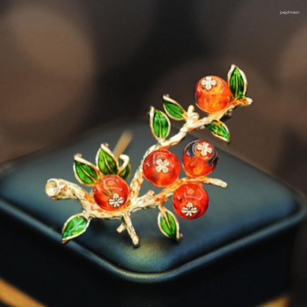 Brooches YYSUNNY Chinese Style Persimmon Ruyi For Women Fashion Corsage Collar Pin Suit Coat Clothing Accessories Jewelry Gift