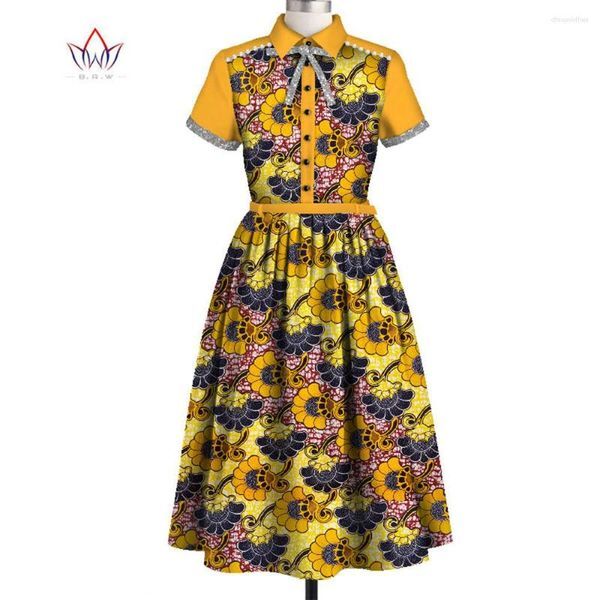 Ethnic Clothing Dresses For Elegant Women 2023 Bazin Rich Plus Size Ladies Robe Short Sleeve Female Formal Vestido WY8509
