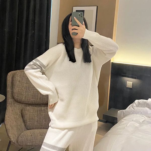 Womens Tracksuits TB High Quality Korean Fashion Waffle Crew Neck Sweater Spring Leisure Sports Ribbon Knitwear Pullover Online Celebrity 231018