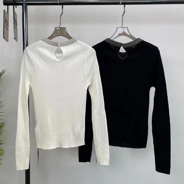Women&#039;s Sweaters Women&#039;s Sweater Early Autumn Slim Round Neck Bead Chain Style High-End Long-Sleeved Top Bottoming Shirt